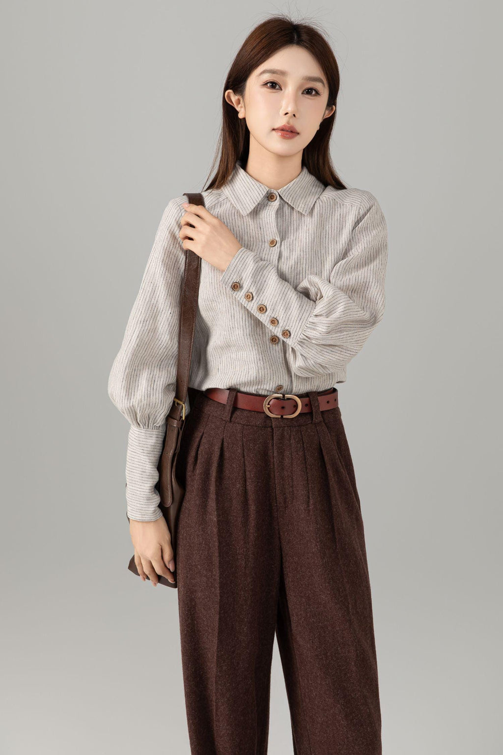 Isla Striped Linen Button-Down Shirt — view 5