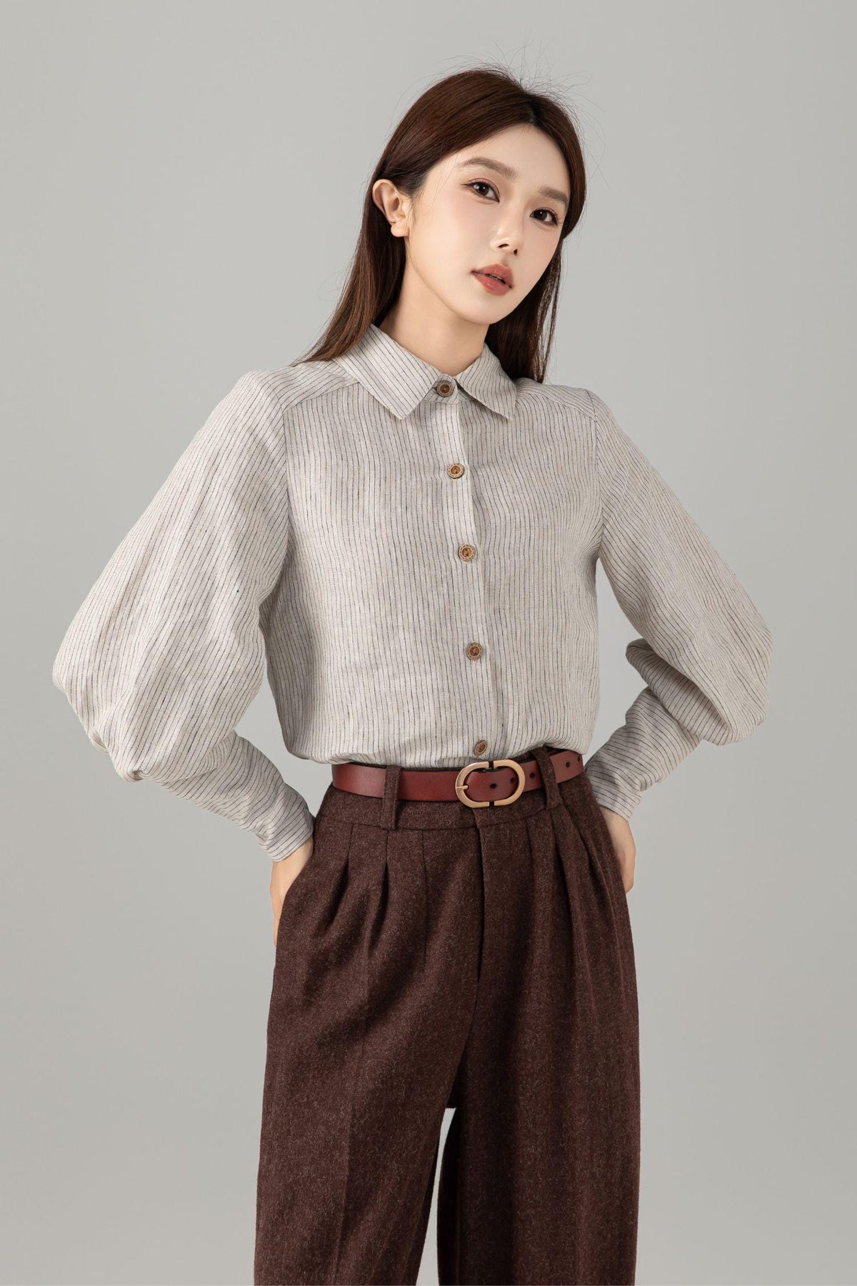 Isla Striped Linen Button-Down Shirt — Strouse's