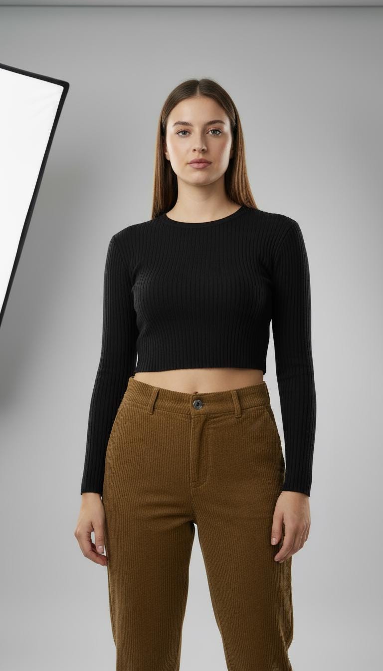 Orla Khaki High-Waist Corduroy Pants — view 4