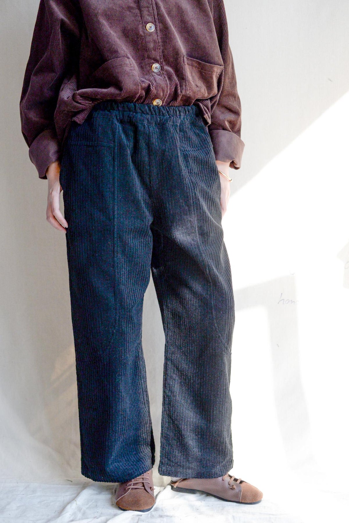Valen Navy Cotton Corduroy Pants — view 3