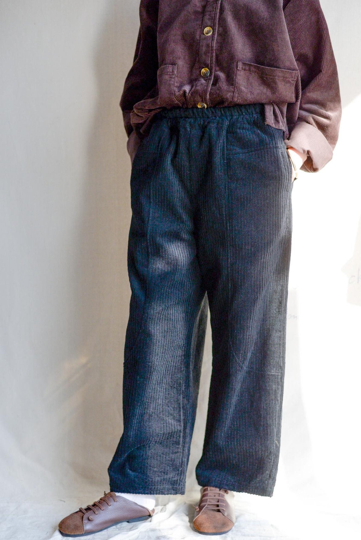 Valen Navy Cotton Corduroy Pants — view 2