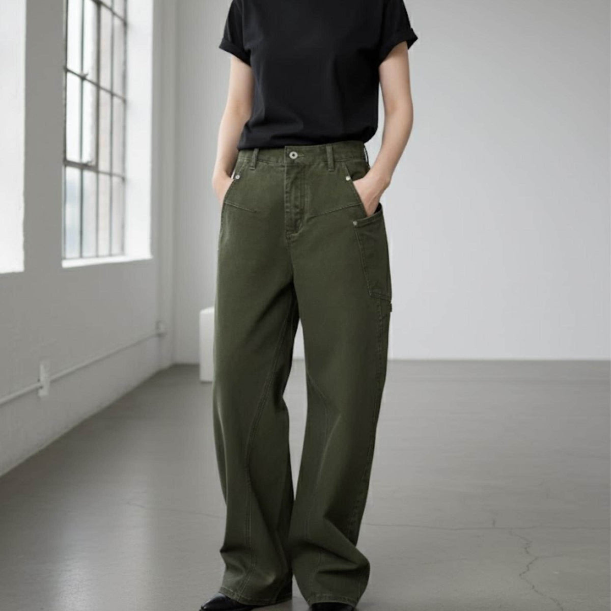 Anya Black Cotton Wide-Leg Pants — Strouse's