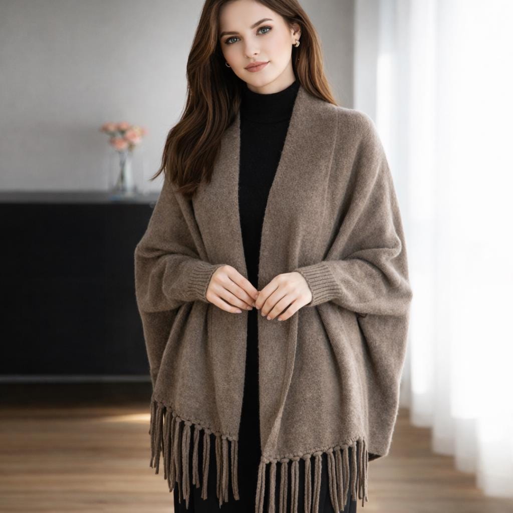 Flora Black Wool Wrap Cardigan — view 3