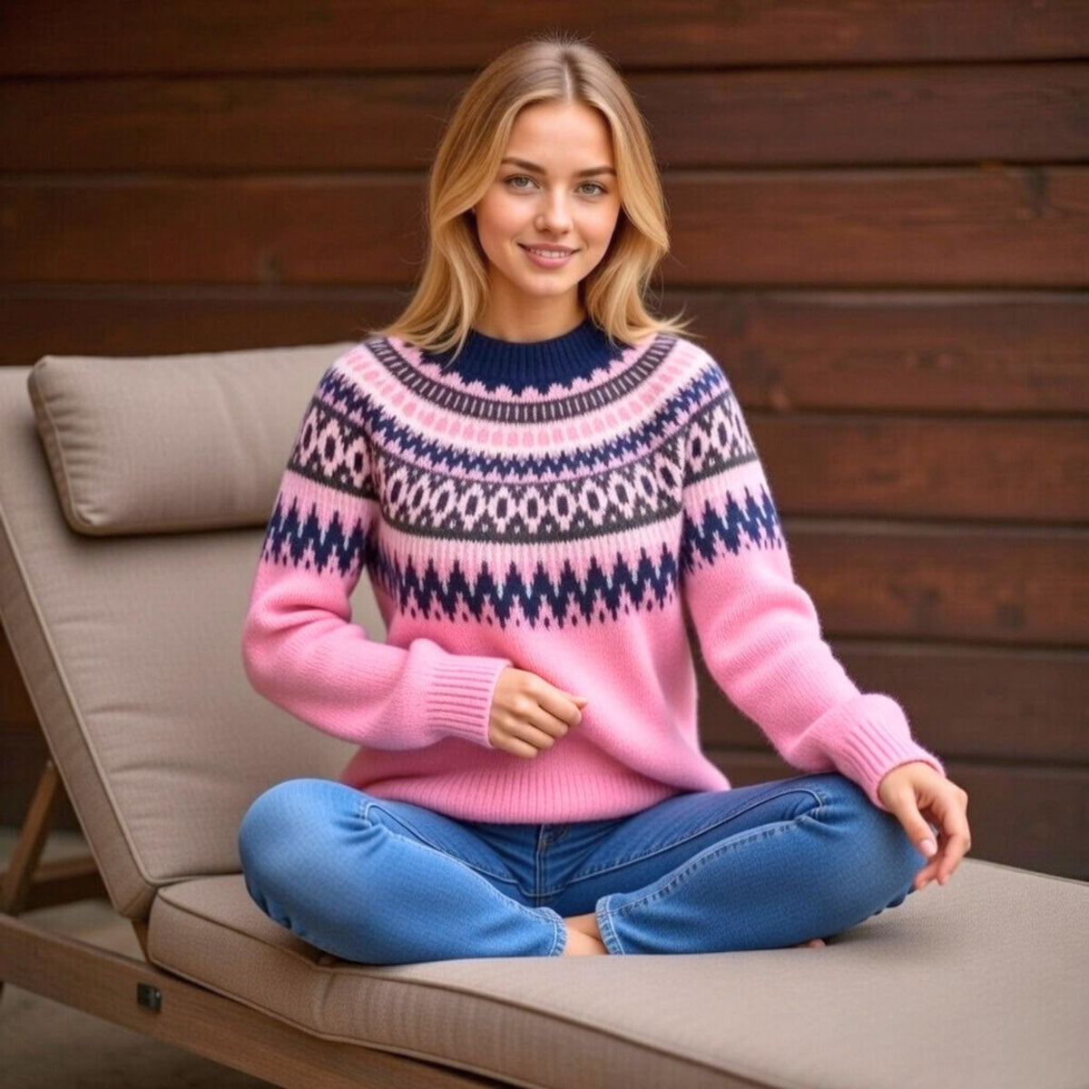 Esme Pink Knit Chunky Sweater — view 4