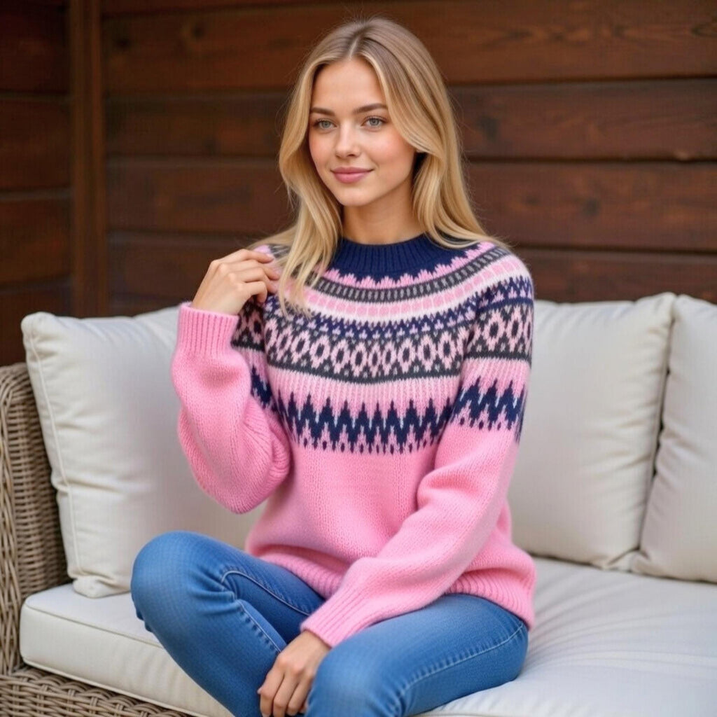 Esme Pink Knit Chunky Sweater — view 5