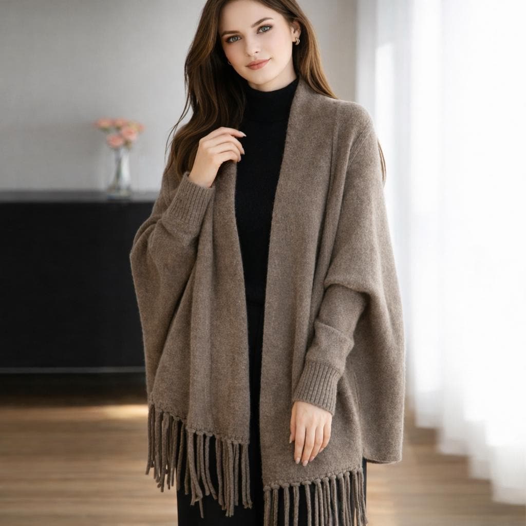 Flora Black Wool Wrap Cardigan — view 5