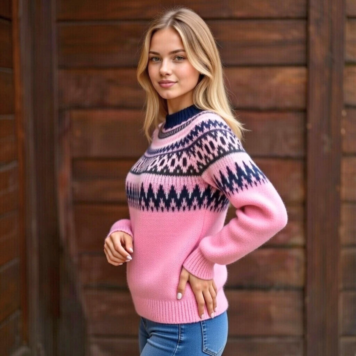 Esme Pink Knit Chunky Sweater — view 2