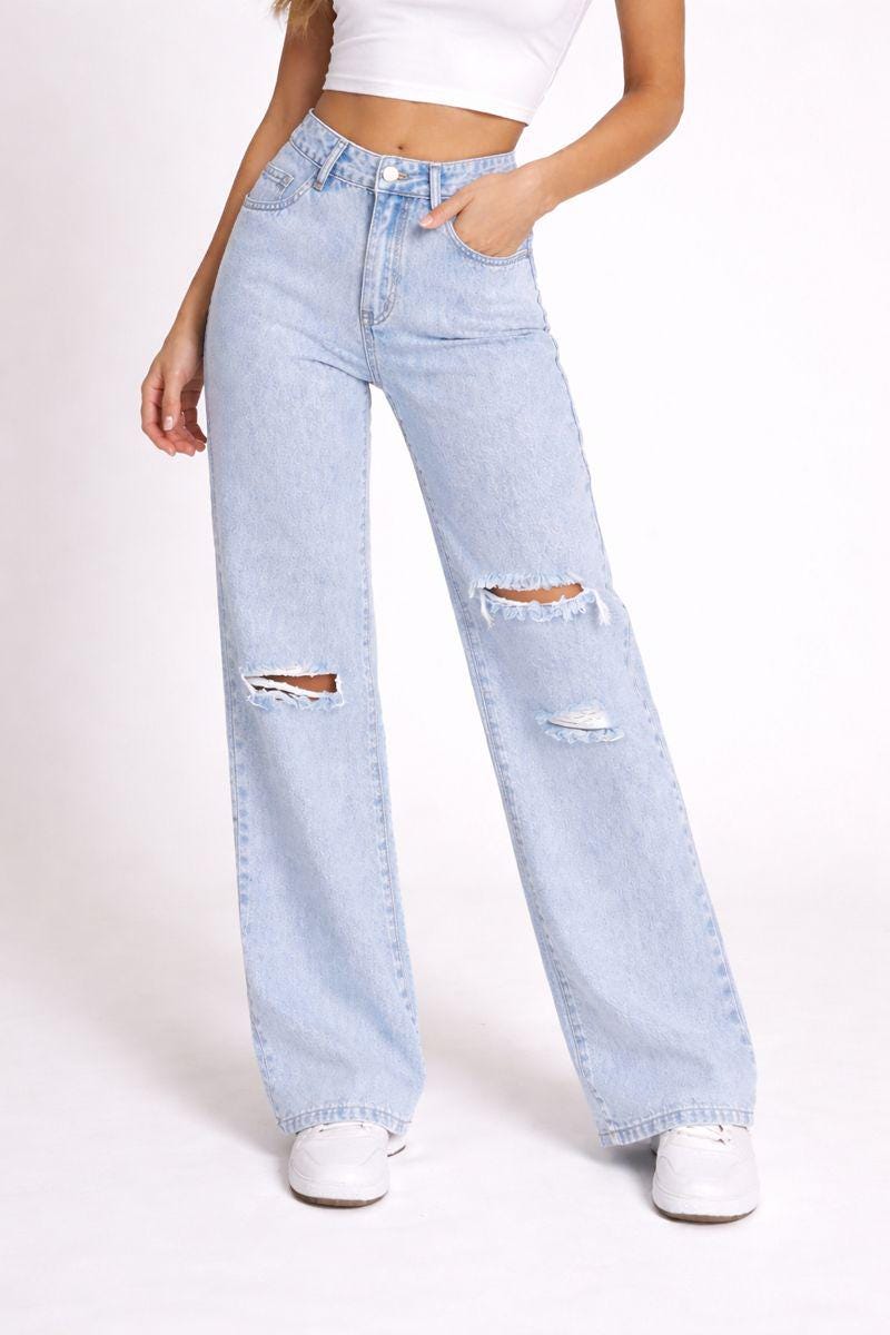 Quinn White Denim Wide-Leg Jeans — view 2