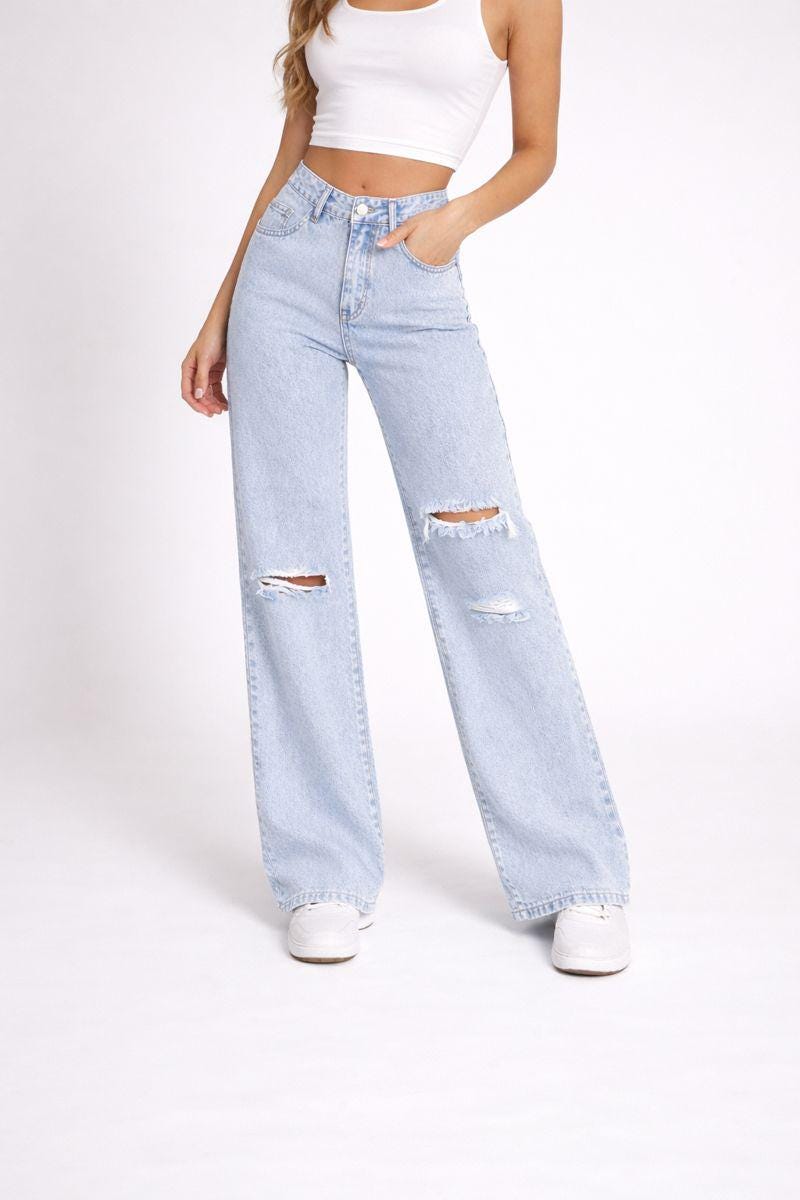 Quinn White Denim Wide-Leg Jeans — Strouse's