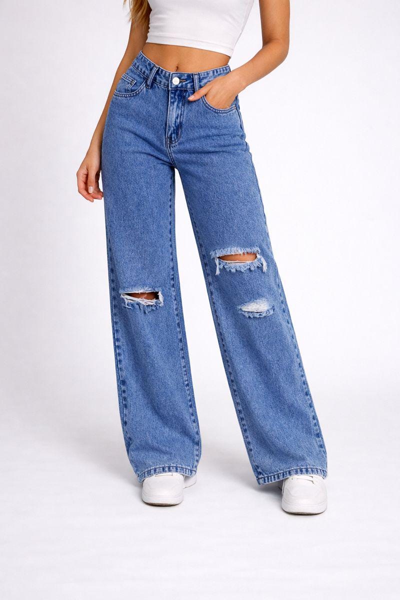 Quinn White Denim Wide-Leg Jeans — view 4