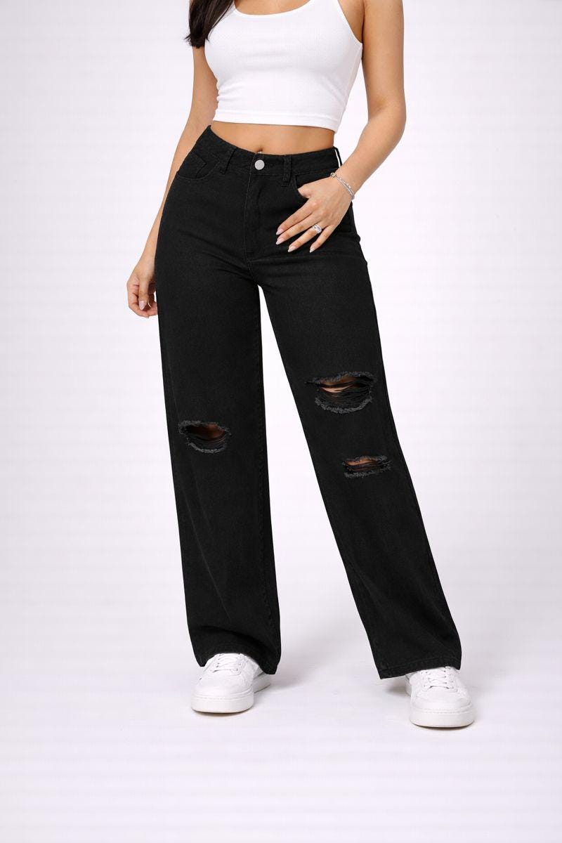 Quinn White Denim Wide-Leg Jeans — view 5