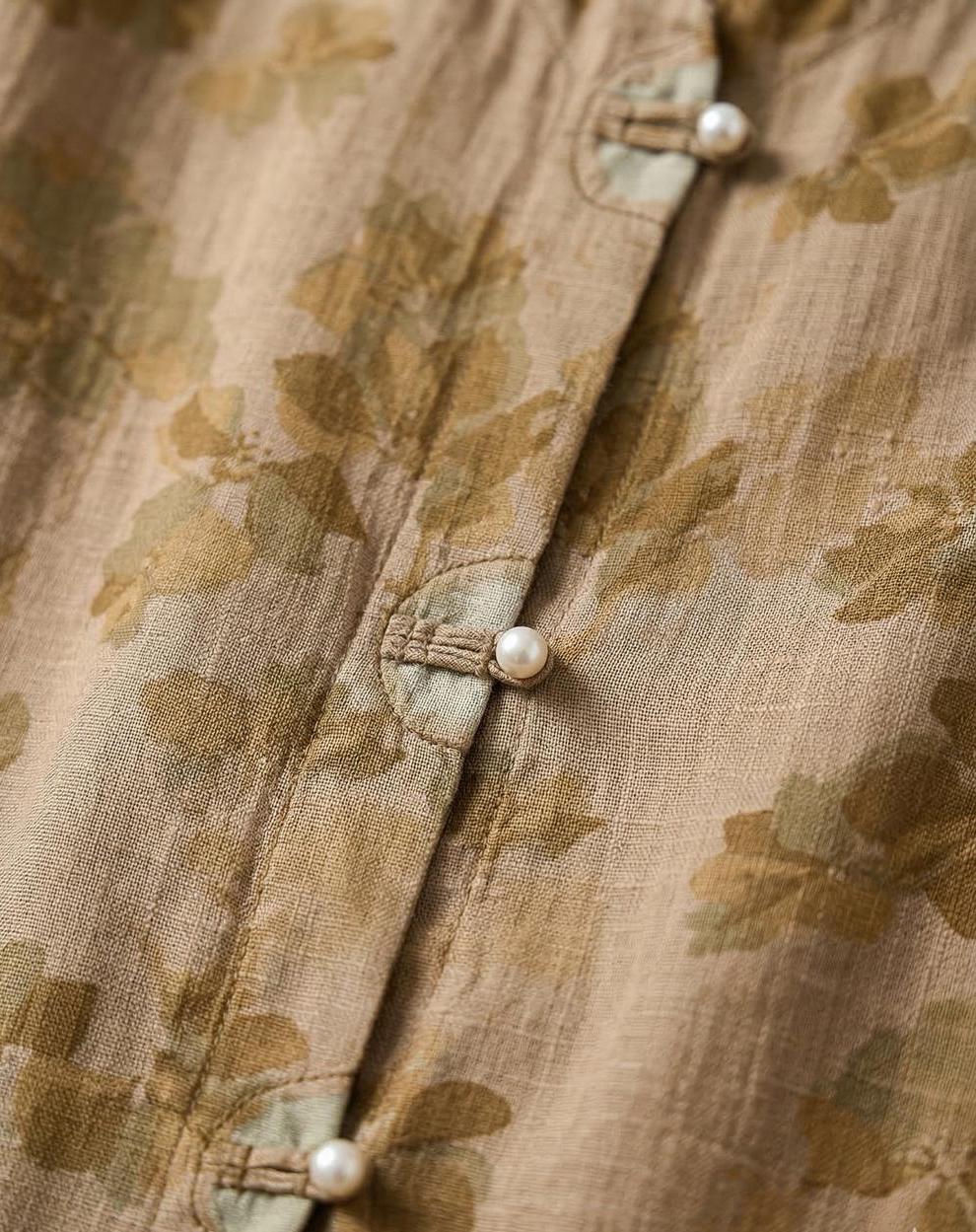 Joy Floral Linen Puff-Sleeve Blouse — view 3