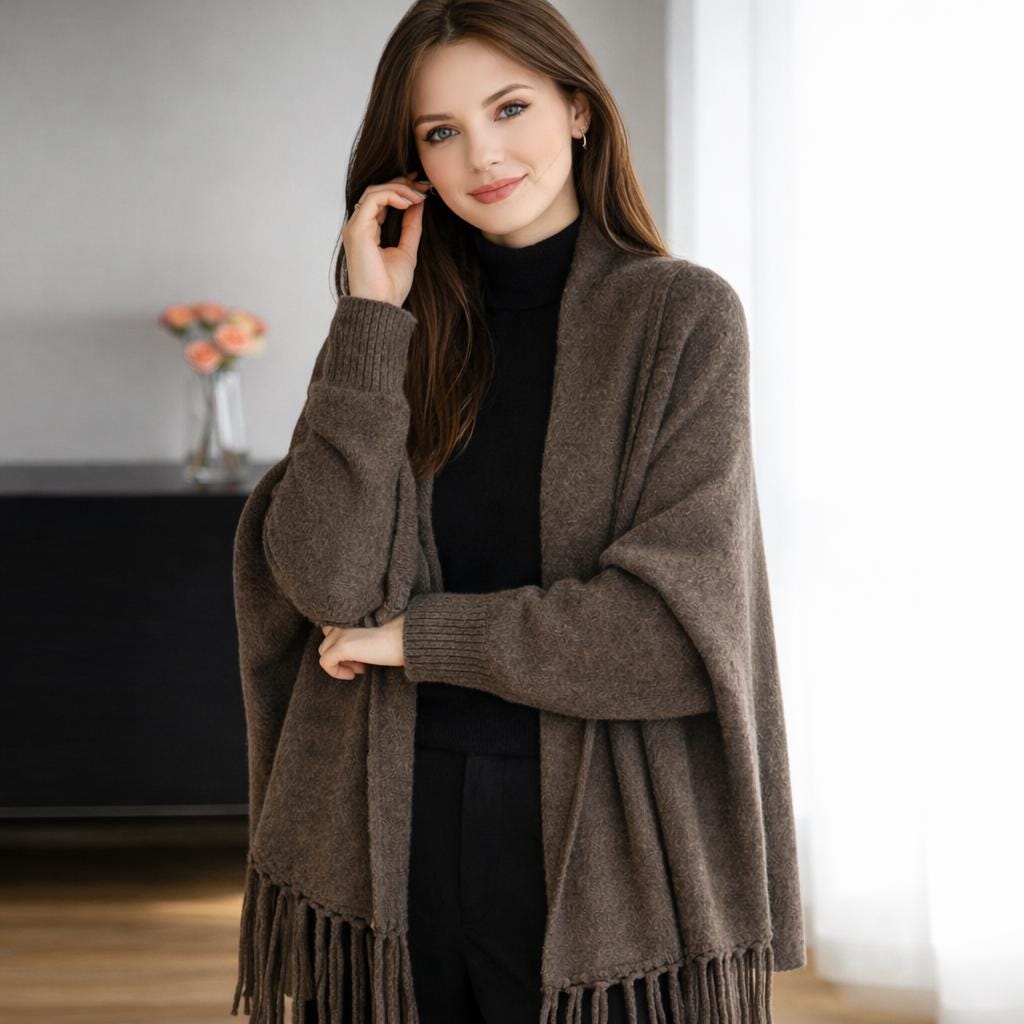 Flora Black Wool Wrap Cardigan — Strouse's