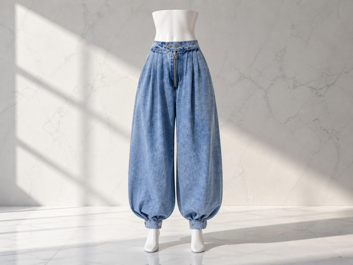 Belle Gray Denim Wide-Leg Jeans — view 4