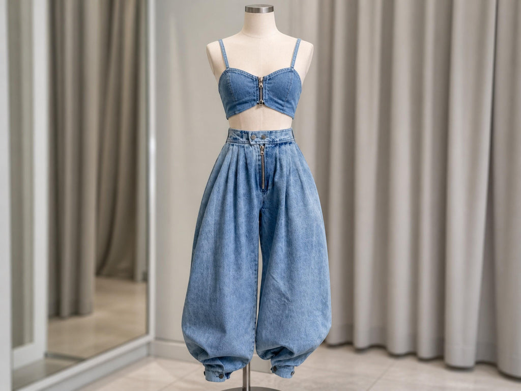 Belle Gray Denim Wide-Leg Jeans — view 3