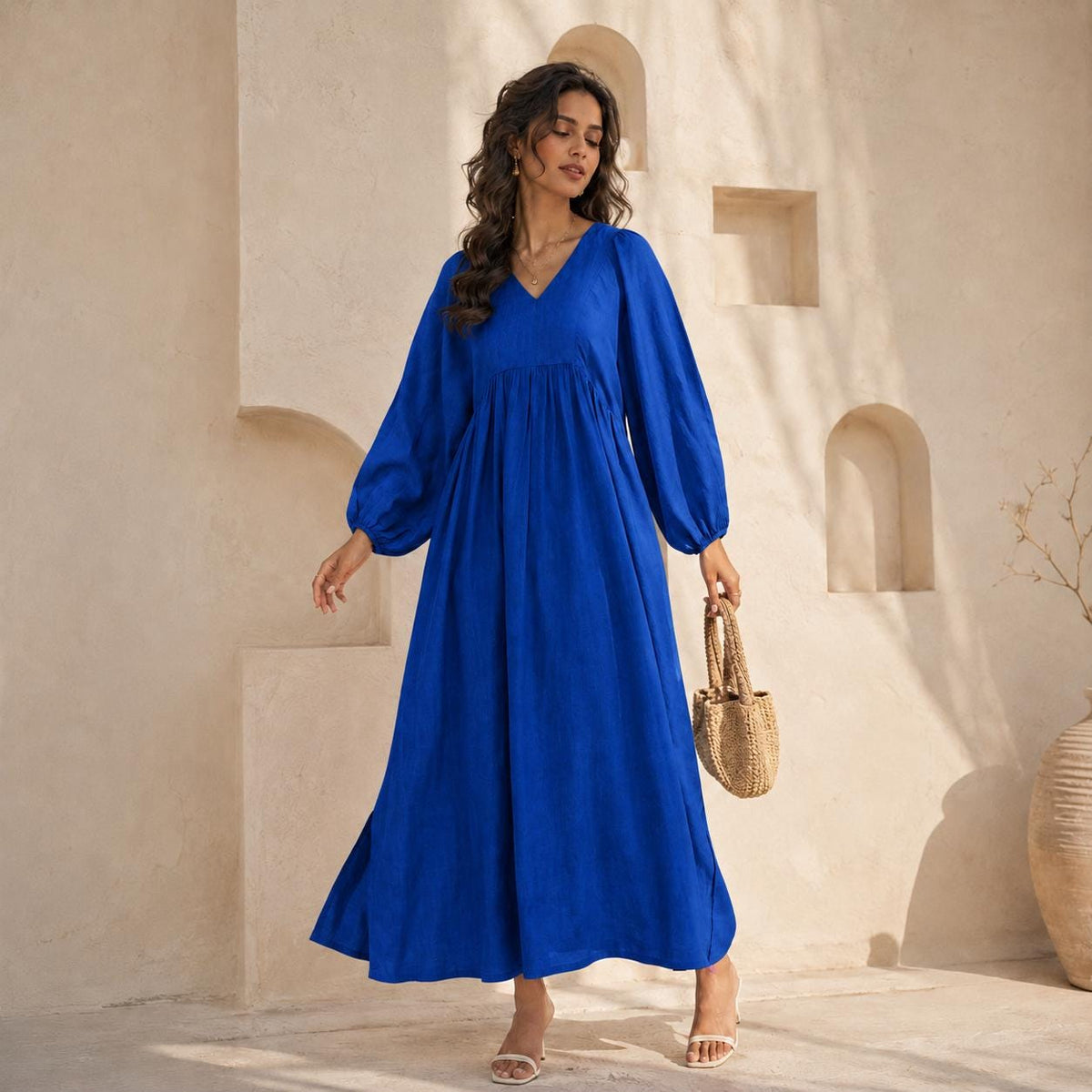 Poppy Navy Cotton Tunic Midi Dress — Strouse's