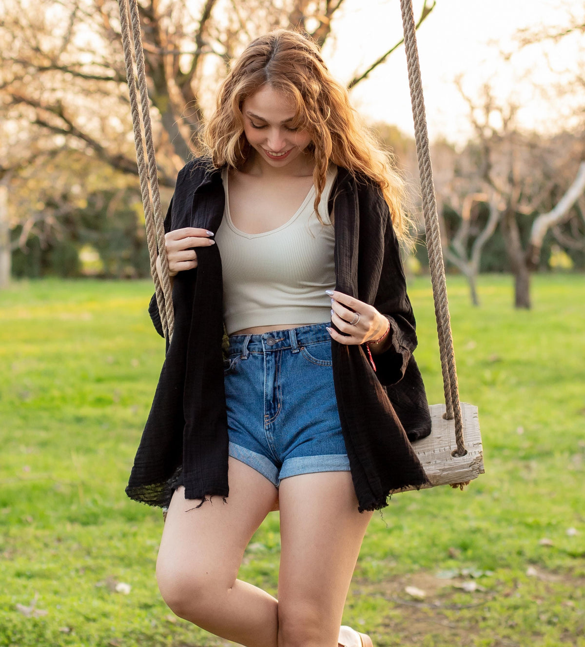 Kit Beige Linen Oversized Cardigan — view 5