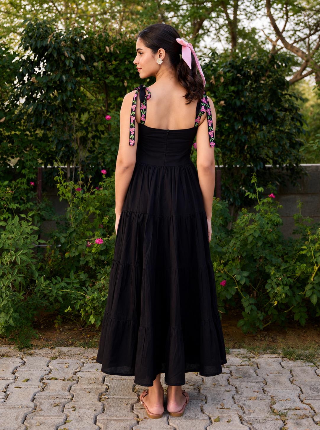 Nora Floral Cotton Tiered Maxi Dress — view 6