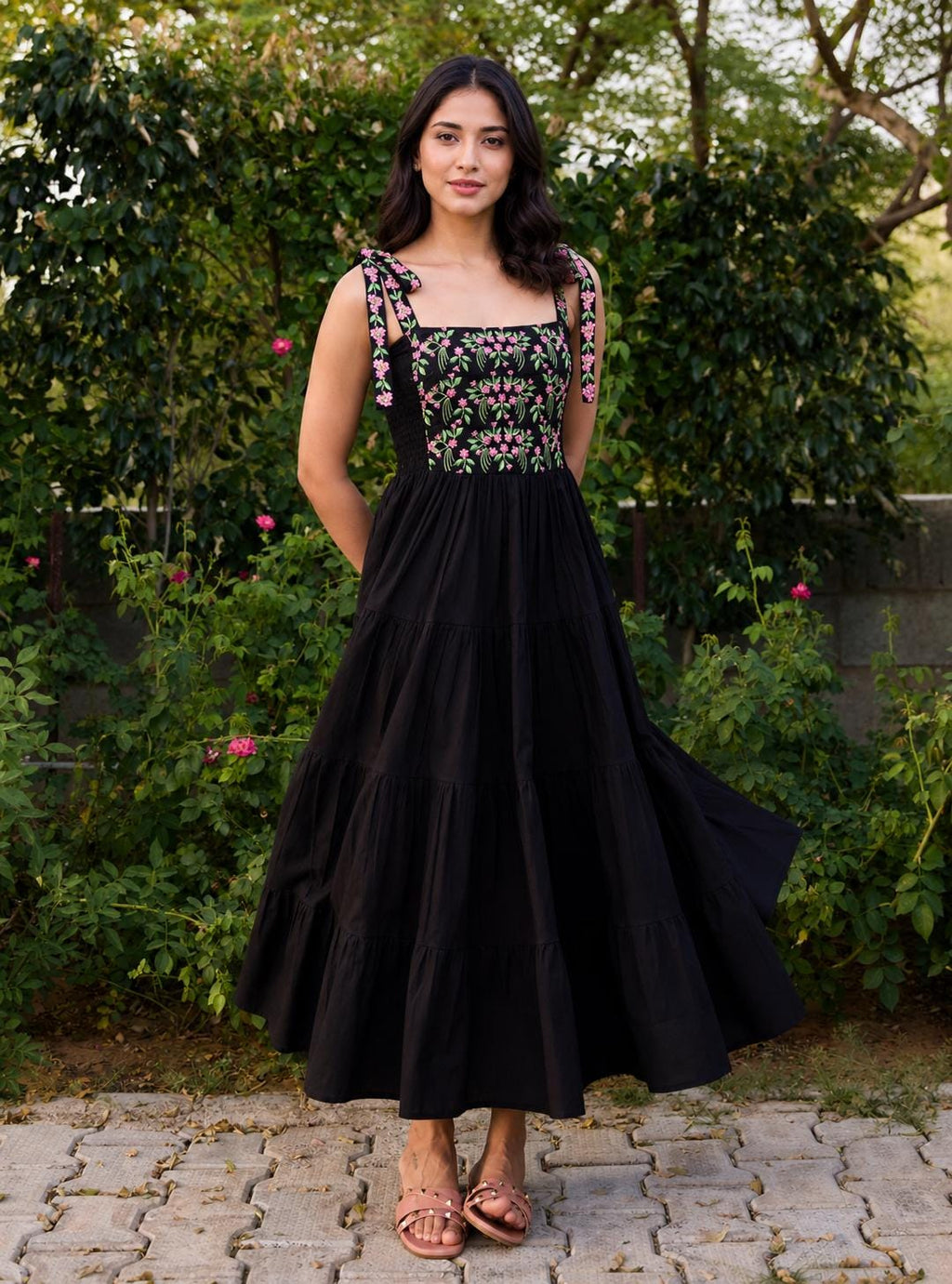 Nora Floral Cotton Tiered Maxi Dress — Strouse's