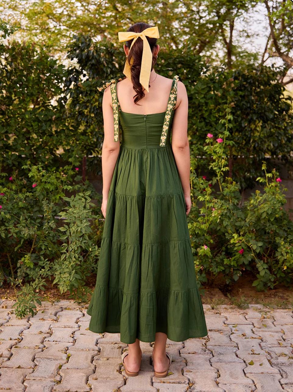 Nora Floral Cotton Tiered Maxi Dress — view 4