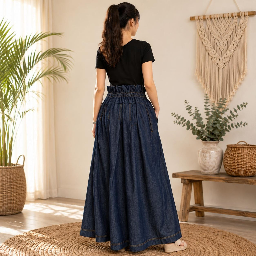 Della Navy Denim Wide-Leg Jeans — view 4