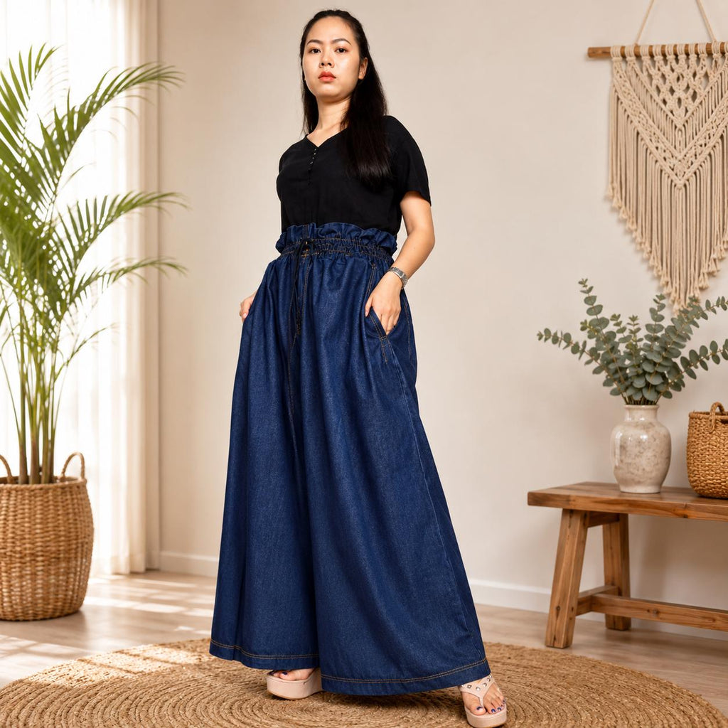 Della Navy Denim Wide-Leg Jeans — view 3