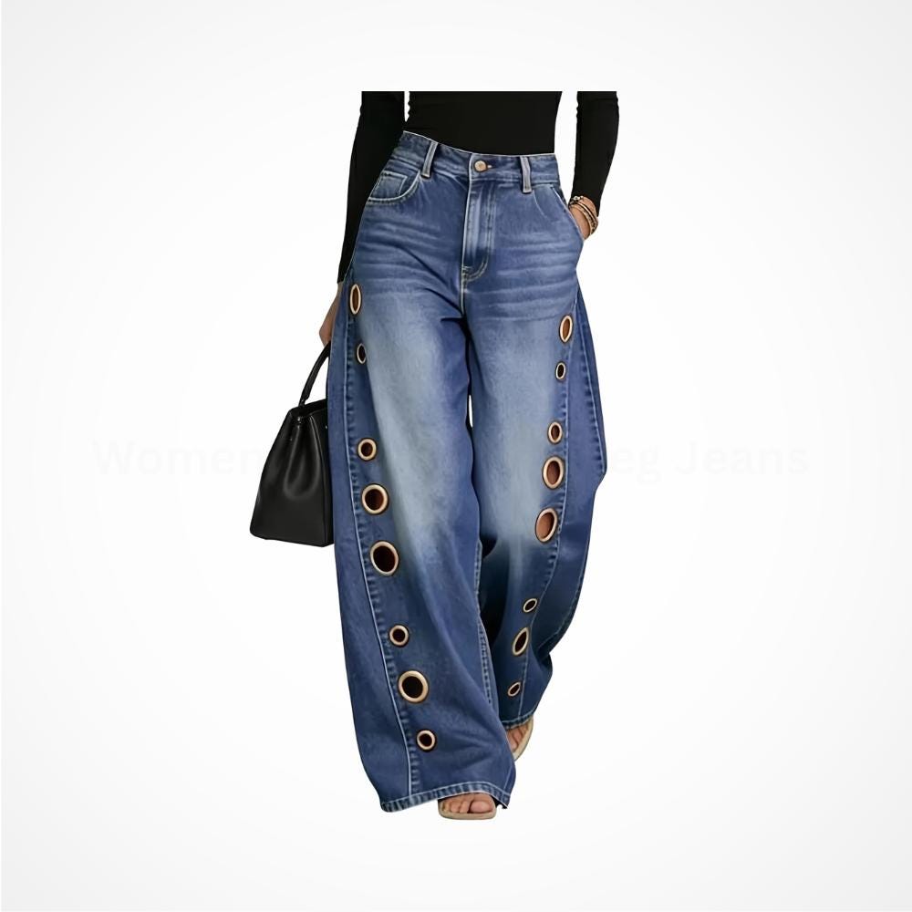 Grace Gray Denim Wide-Leg Jeans — view 3
