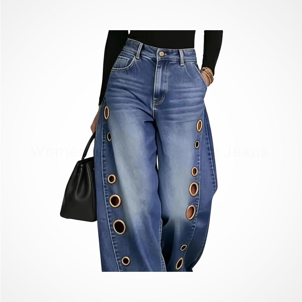 Grace Gray Denim Wide-Leg Jeans — view 6