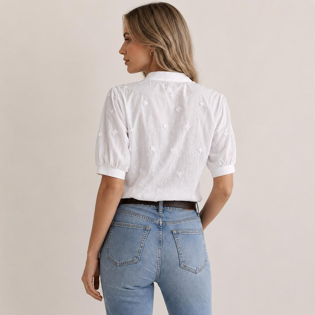 Liv White Lace Embroidered Shirt — view 4