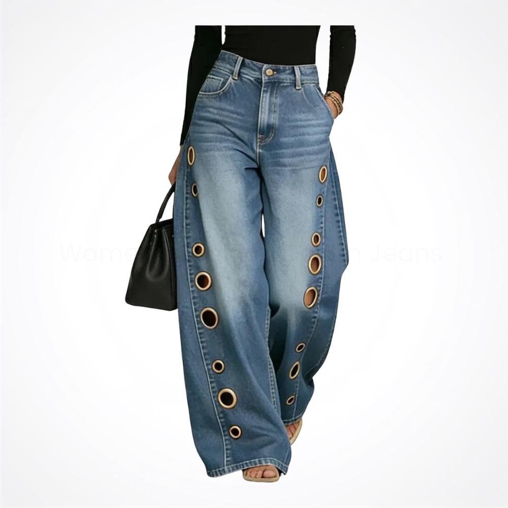 Grace Gray Denim Wide-Leg Jeans — view 4