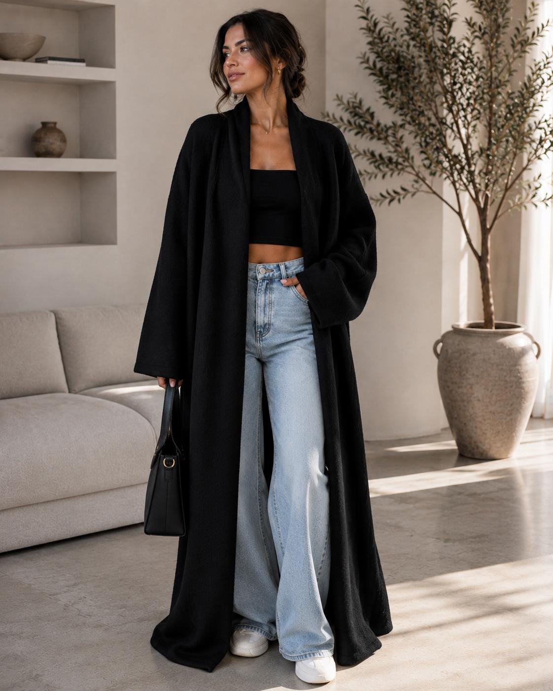 Calla Gray Knit Oversized Cardigan — view 4