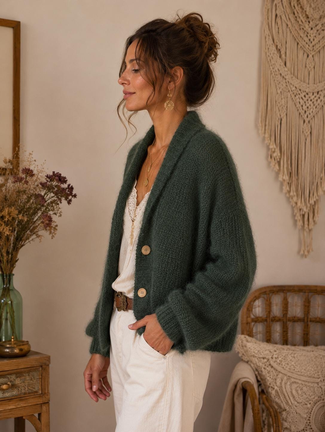 Romy Beige Knit Cardigan — view 2
