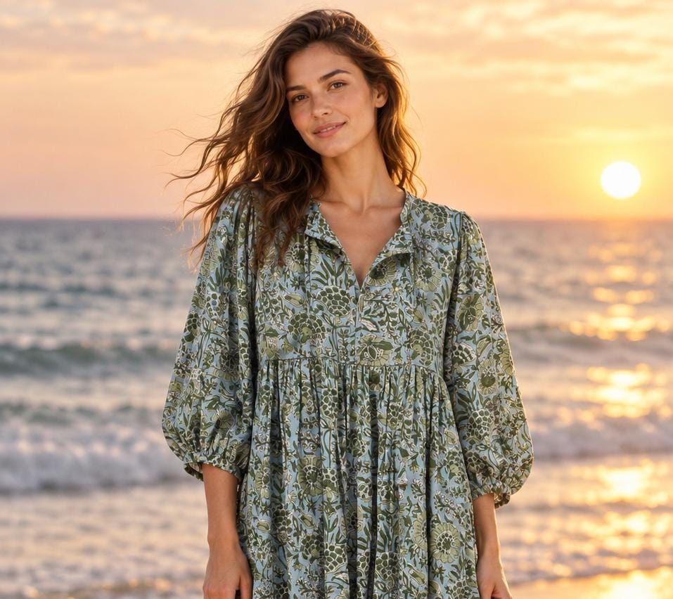 Adele Floral Cotton Puff-Sleeve Maxi Dress — Strouse's
