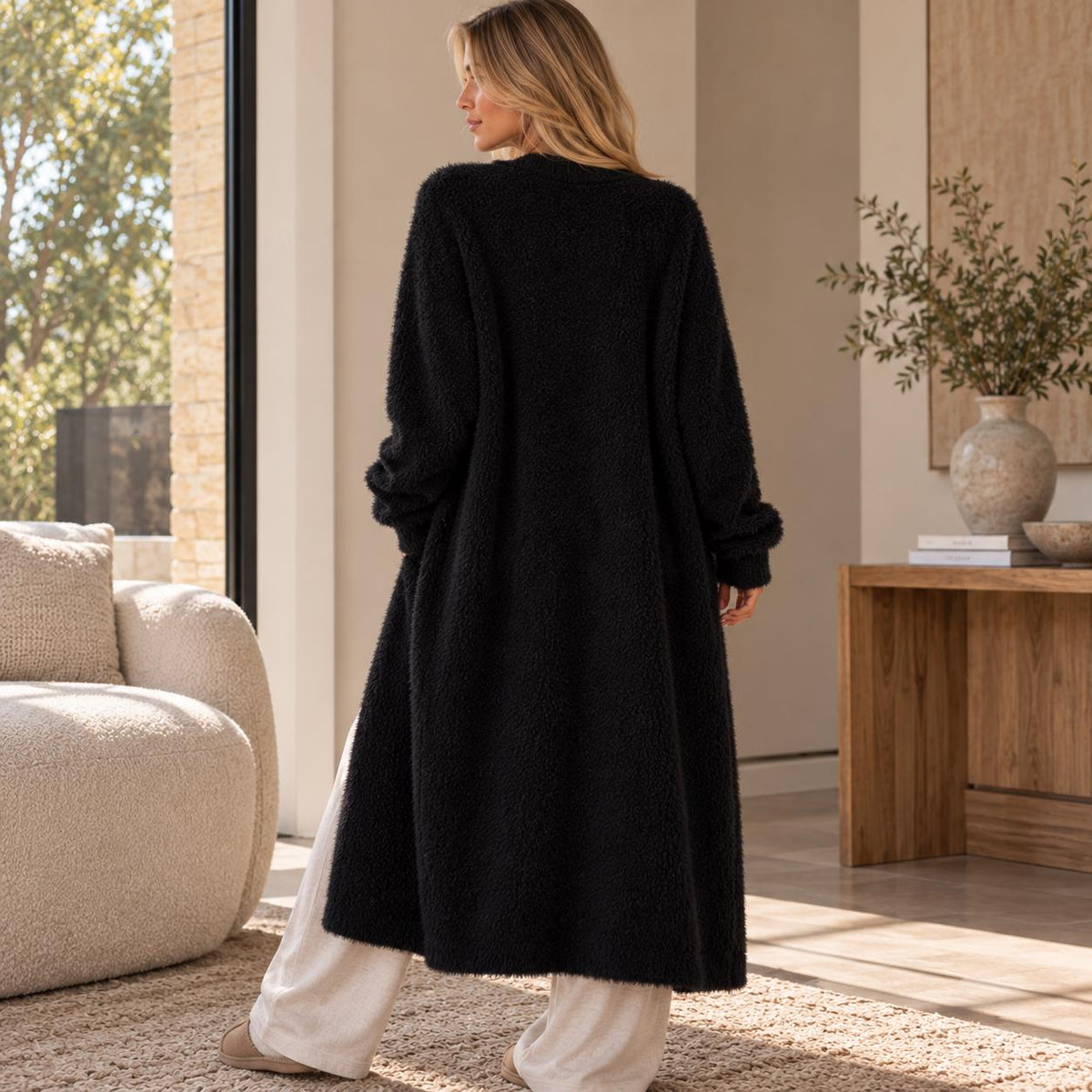 Gwen Beige Knit Oversized Cardigan — view 5