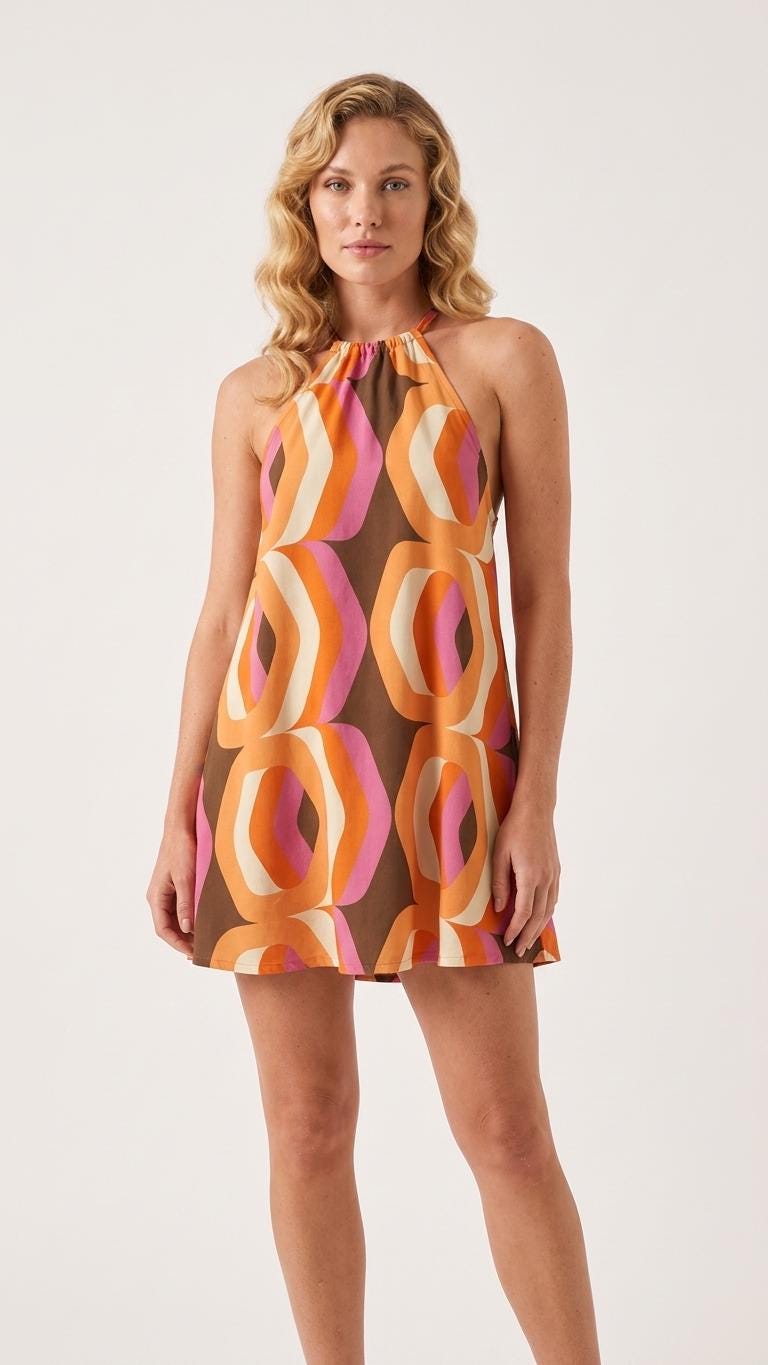 Opal Brown Halter Mini Dress — view 4
