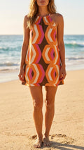 Opal Brown Halter Mini Dress — Strouse's