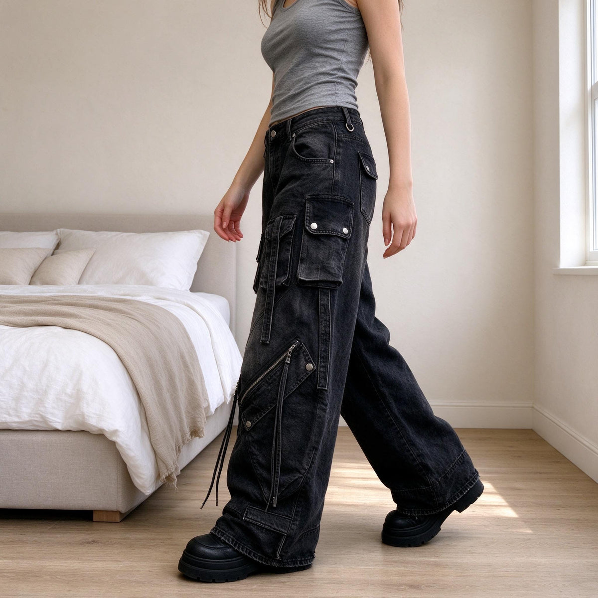 Rosa Black Wide-Leg Jeans — view 2