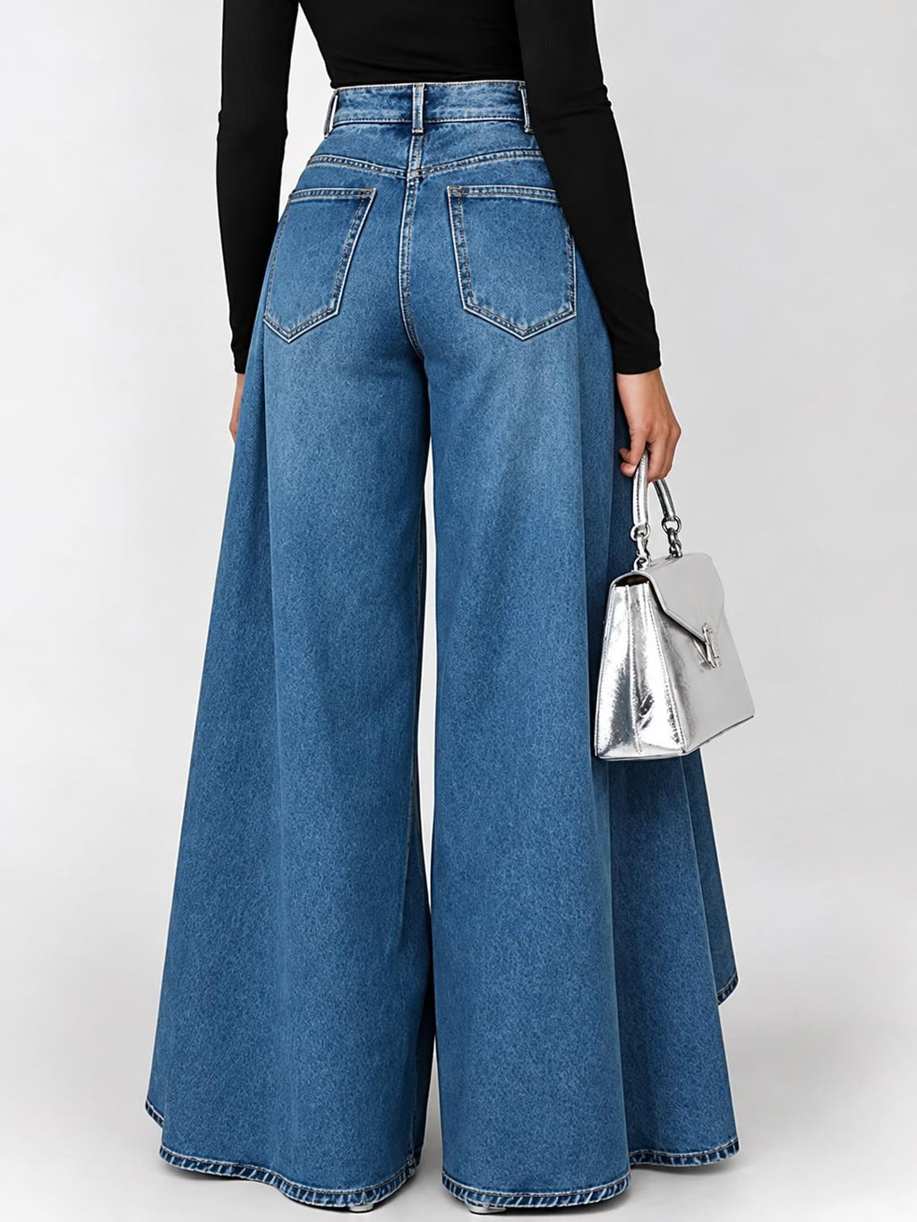 Sage Navy Denim Wide-Leg Jeans — view 2