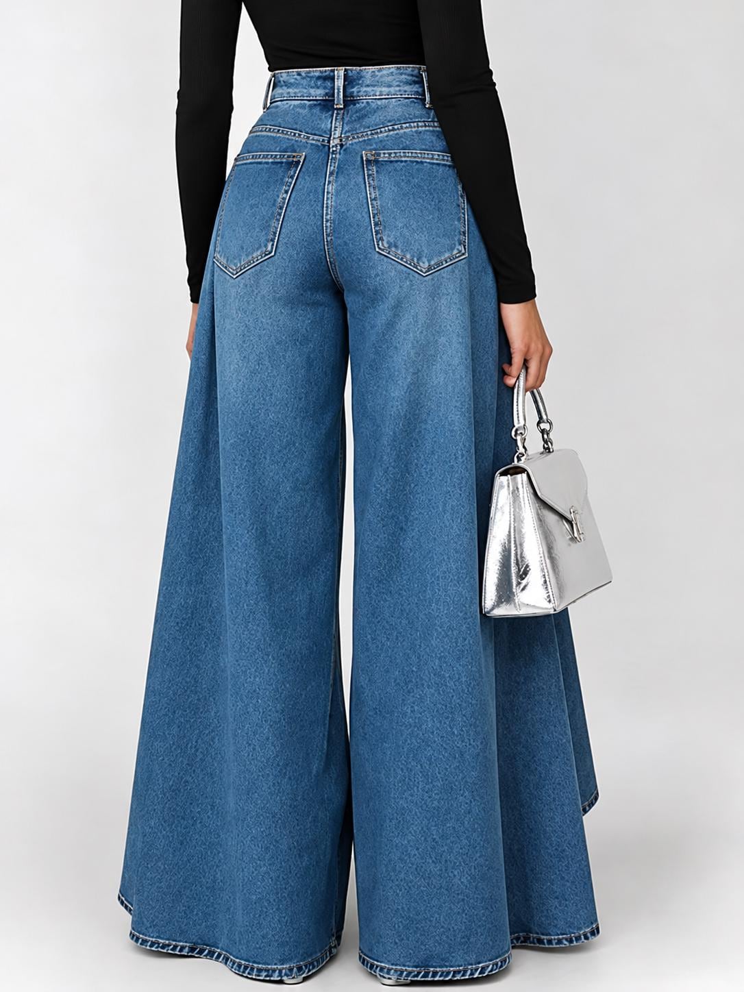 Sage Navy Denim Wide-Leg Jeans — view 2