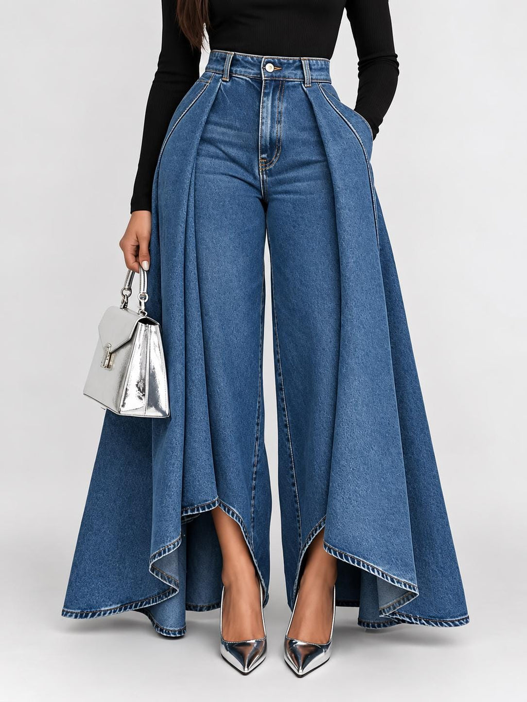 Sage Navy Denim Wide-Leg Jeans — Strouse's