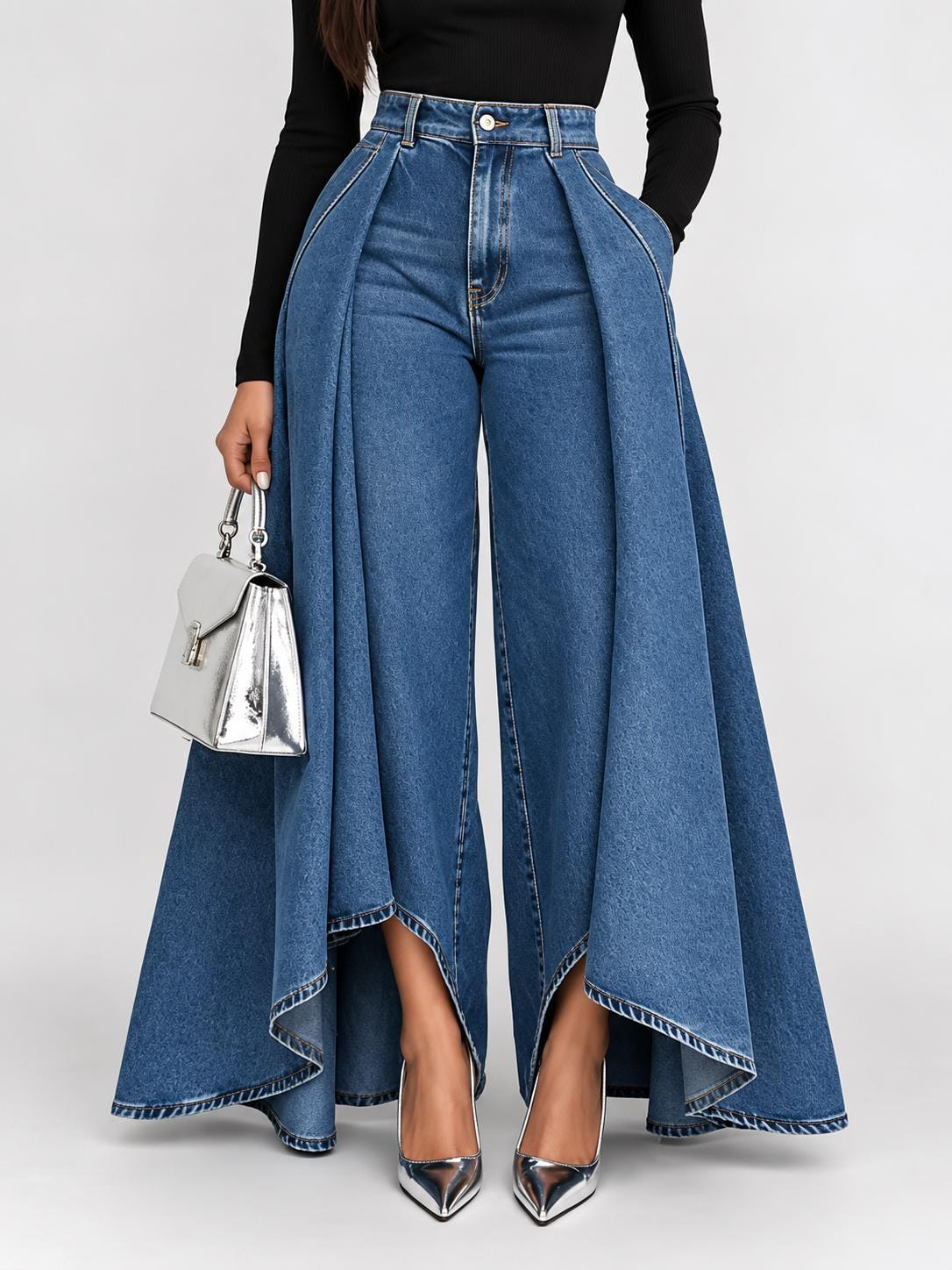 Sage Navy Denim Wide-Leg Jeans — Strouse's