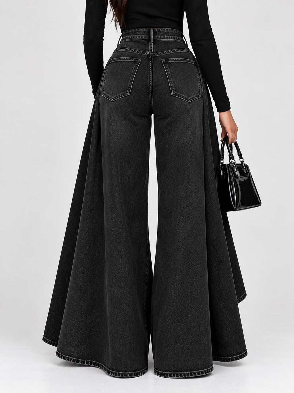 Sage Navy Denim Wide-Leg Jeans — view 3