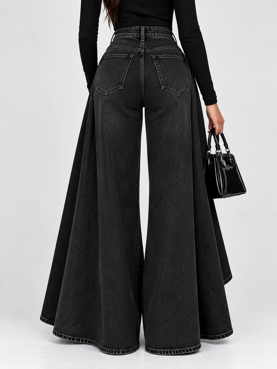Sage Navy Denim Wide-Leg Jeans — view 3