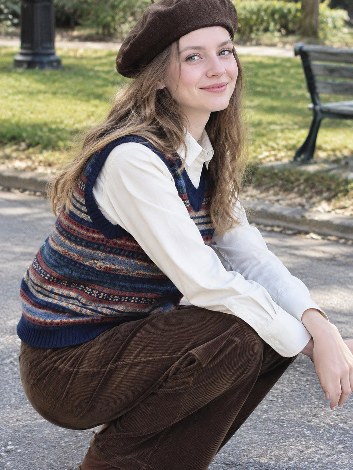 Ottilie Brown Knit Sweater Vest — view 5