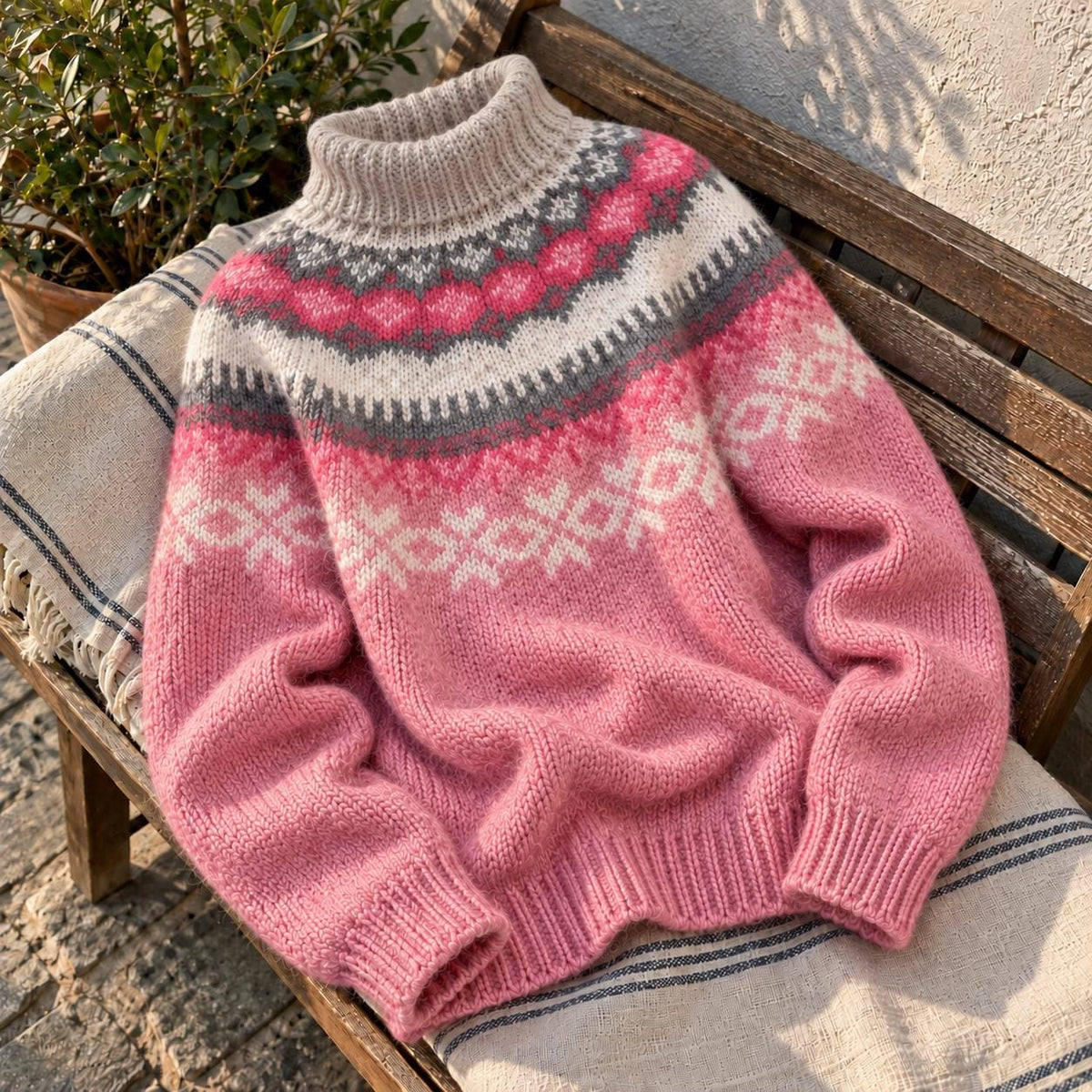 Clara Gray Knit Oversized Sweater — view 5