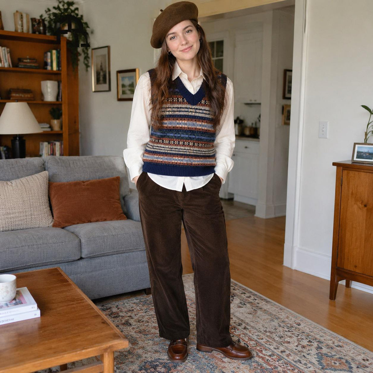 Ottilie Brown Knit Sweater Vest — view 2