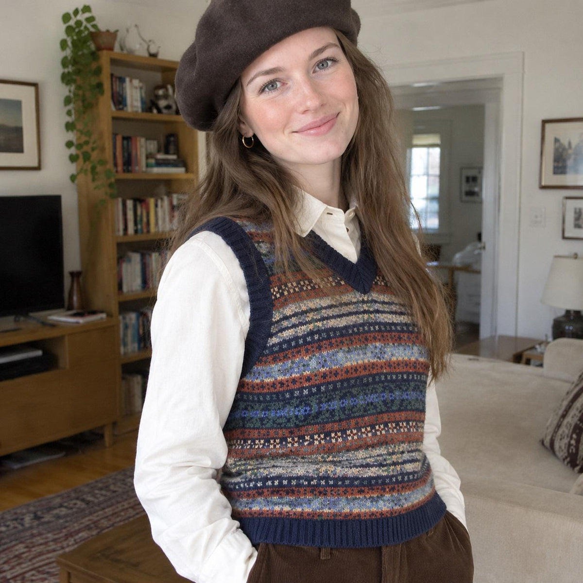 Ottilie Brown Knit Sweater Vest — view 3