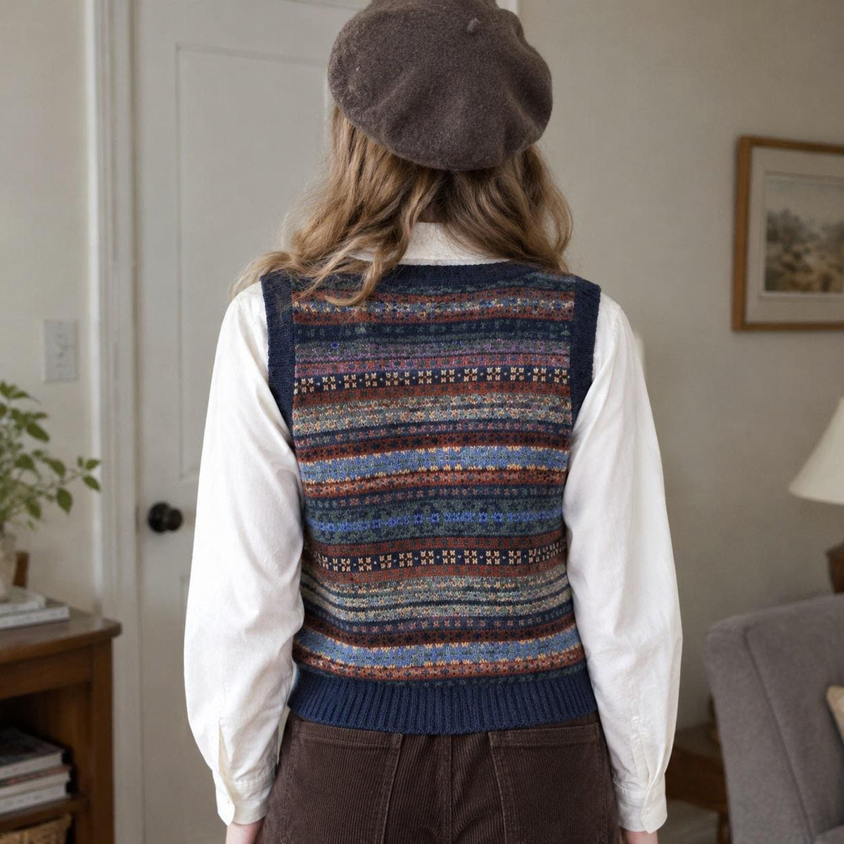 Ottilie Brown Knit Sweater Vest — view 4